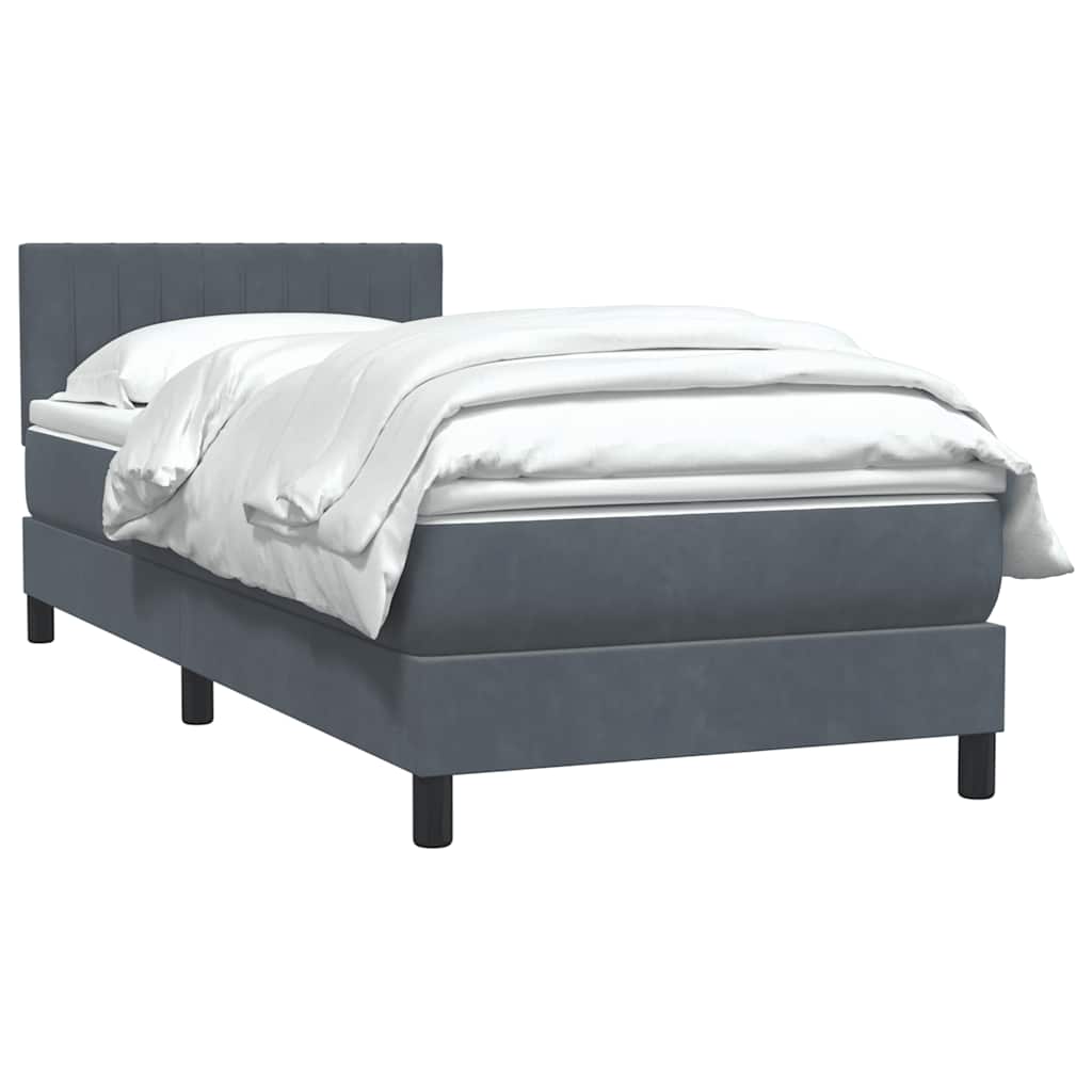 Box Spring Postel S Matrací Samet Tmavě Šedá