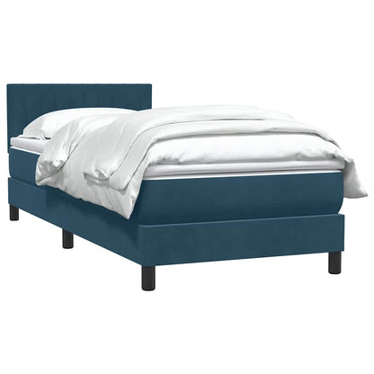 Box Spring Postel S Matrací Tmavě Modrá 80X210 Cm Samet