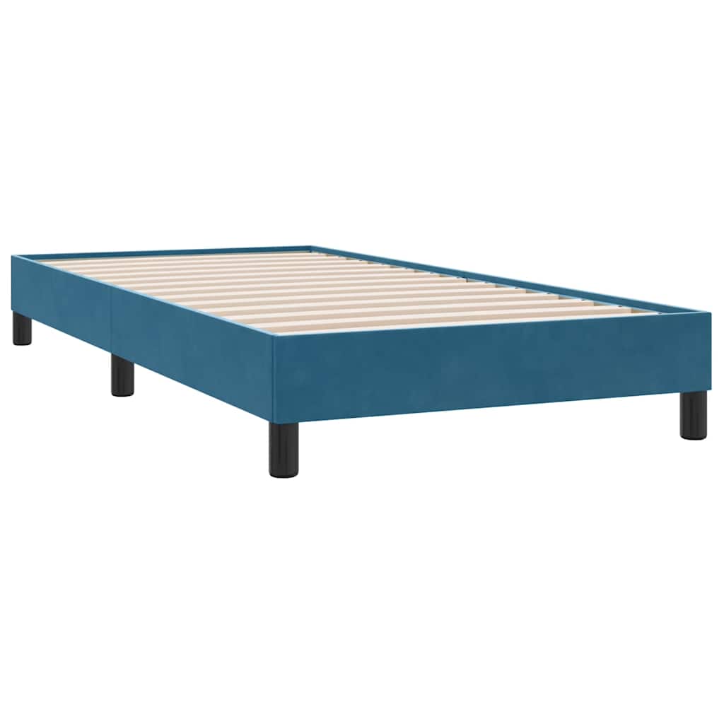Box Spring Postel S Matrací Tmavě Modrá 80X210 Cm Samet