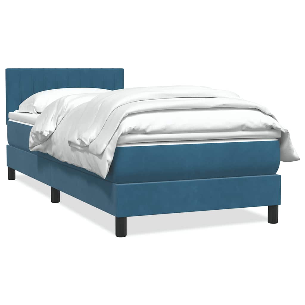 Box Spring Postel S Matrací Tmavě Modrá 80X210 Cm Samet