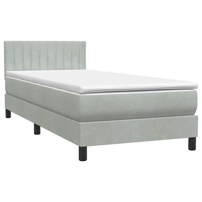 Box Spring Postel S Matrací Samet Světle Šedá