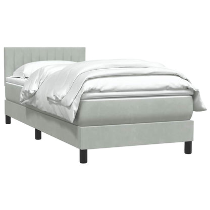 Box Spring Postel S Matrací Samet Světle Šedá