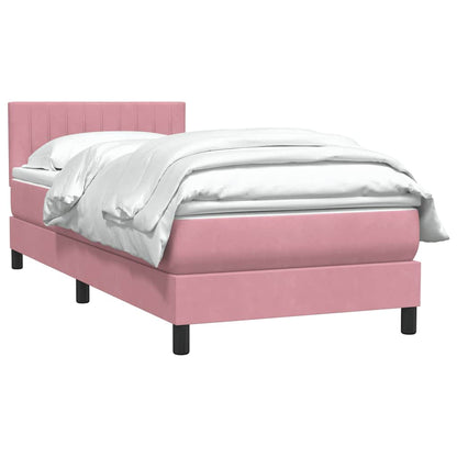 Box Spring Postel S Matrací Růžová 90X210 Cm Samet