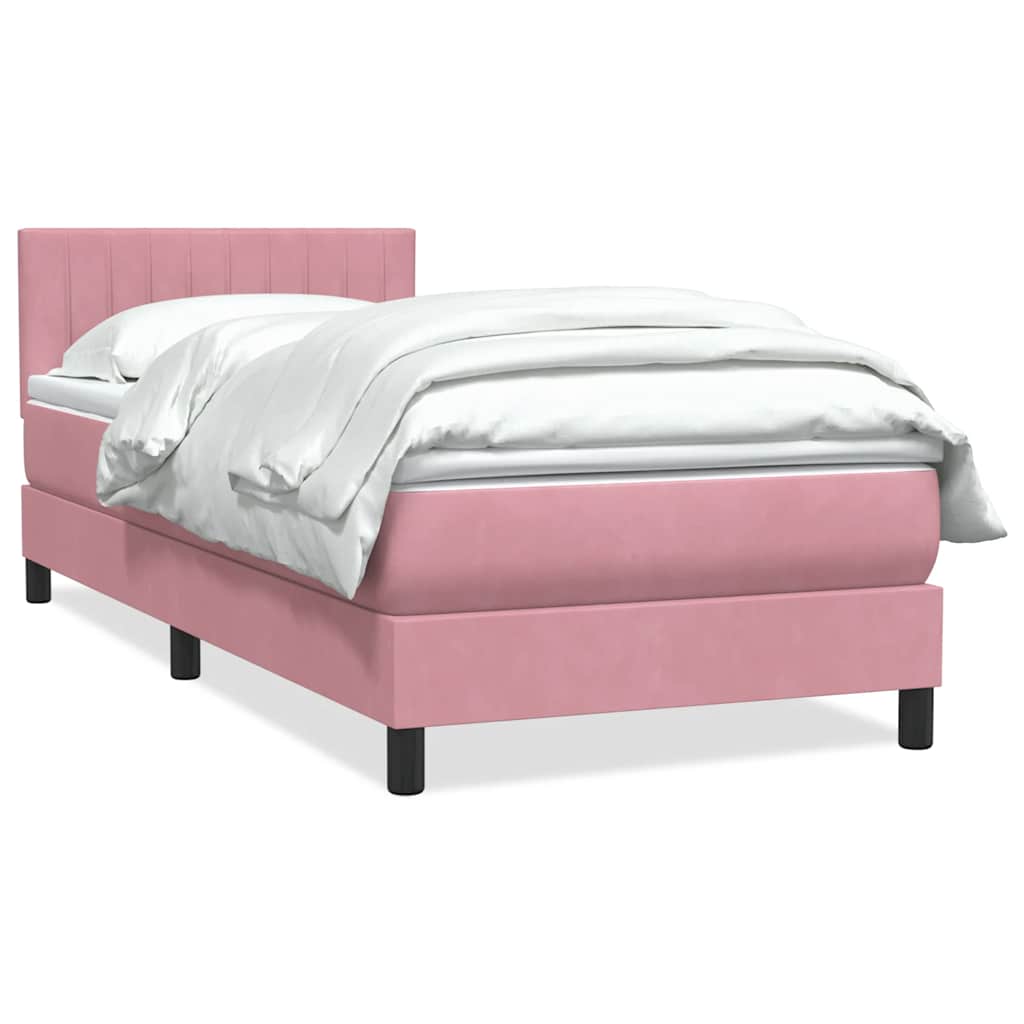 Box Spring Postel S Matrací Růžová 90X210 Cm Samet