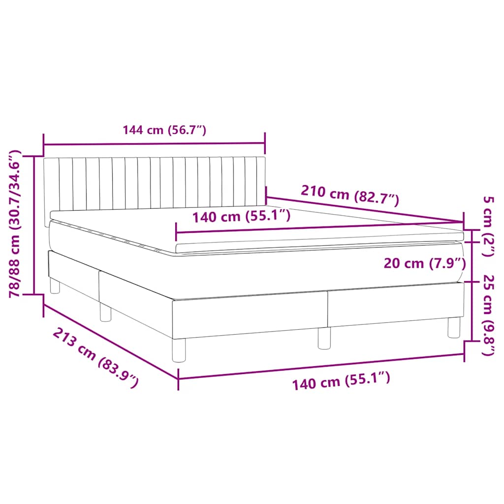 Box Spring Postel S Matrací Růžová 140X210 Cm Samet