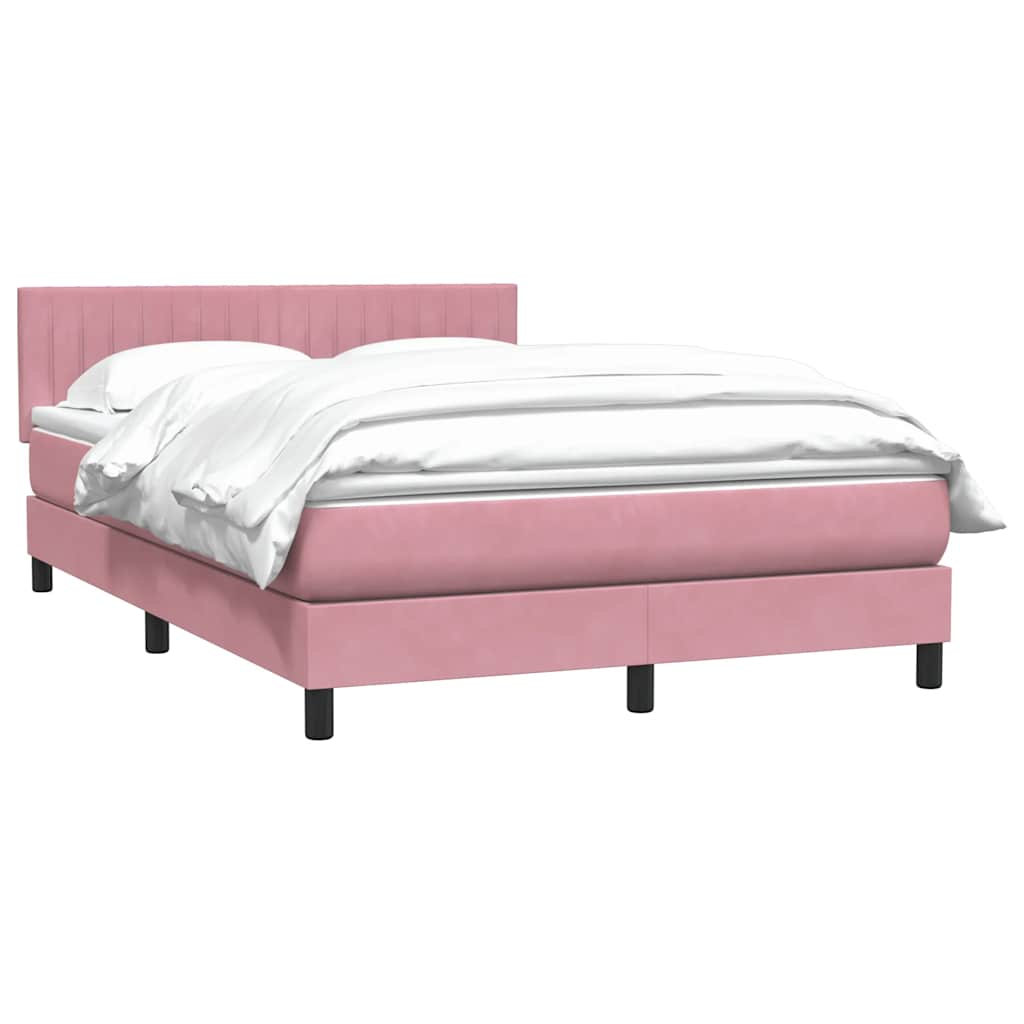Box Spring Postel S Matrací Růžová 140X210 Cm Samet