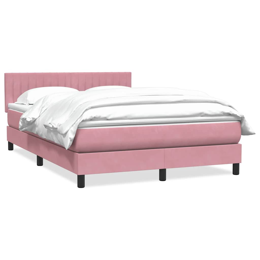 Box Spring Postel S Matrací Růžová 140X210 Cm Samet
