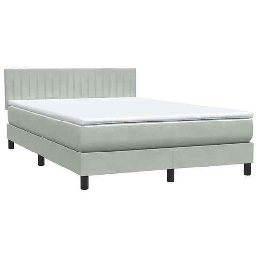 Box Spring Postel S Matrací Samet Světle Šedá