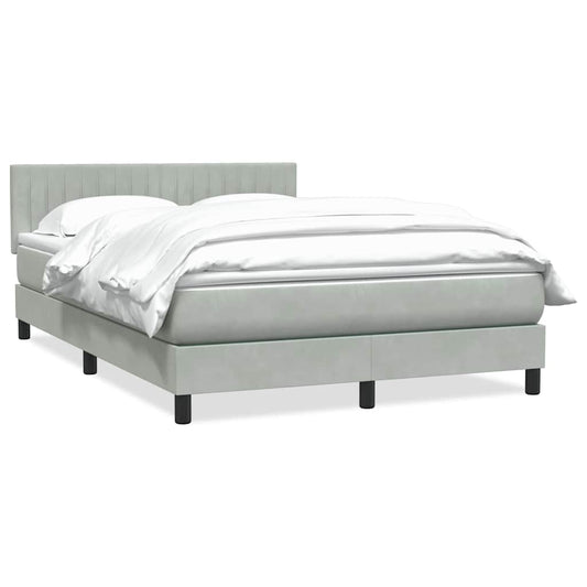 Box Spring Postel S Matrací Samet Světle Šedá
