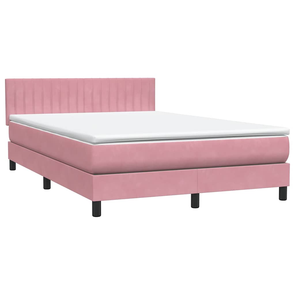 Box Spring Postel S Matrací Růžová 160X210 Cm Samet