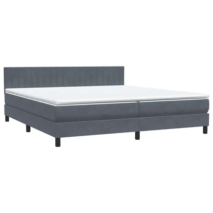 Box Spring Postel S Matrací Samet Tmavě Šedá