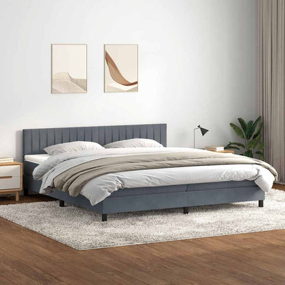 Box Spring Postel S Matrací Samet Tmavě Šedá