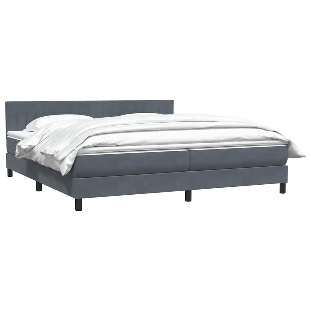 Box Spring Postel S Matrací Samet Tmavě Šedá