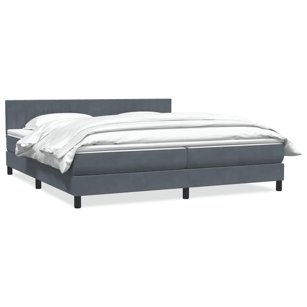 Box Spring Postel S Matrací Samet Tmavě Šedá