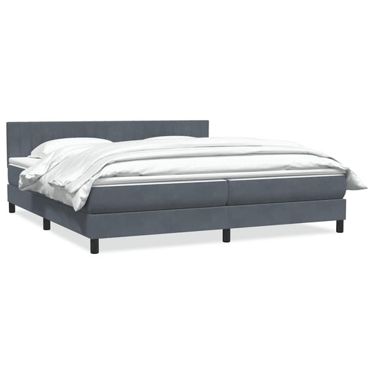 Box Spring Postel S Matrací Samet Tmavě Šedá
