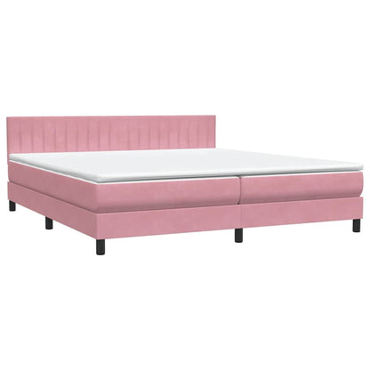 Box Spring Postel S Matrací Růžová 180X210 Cm Samet