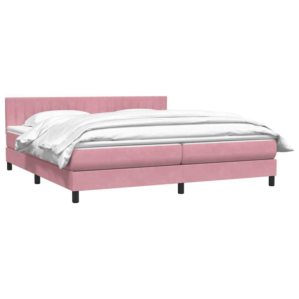 Box Spring Postel S Matrací Růžová 180X210 Cm Samet