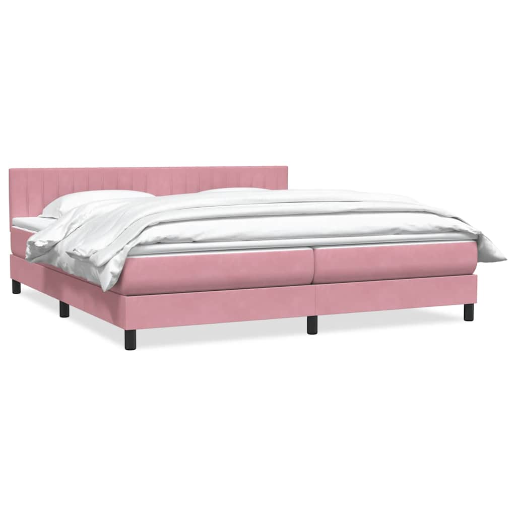 Box Spring Postel S Matrací Růžová 180X210 Cm Samet
