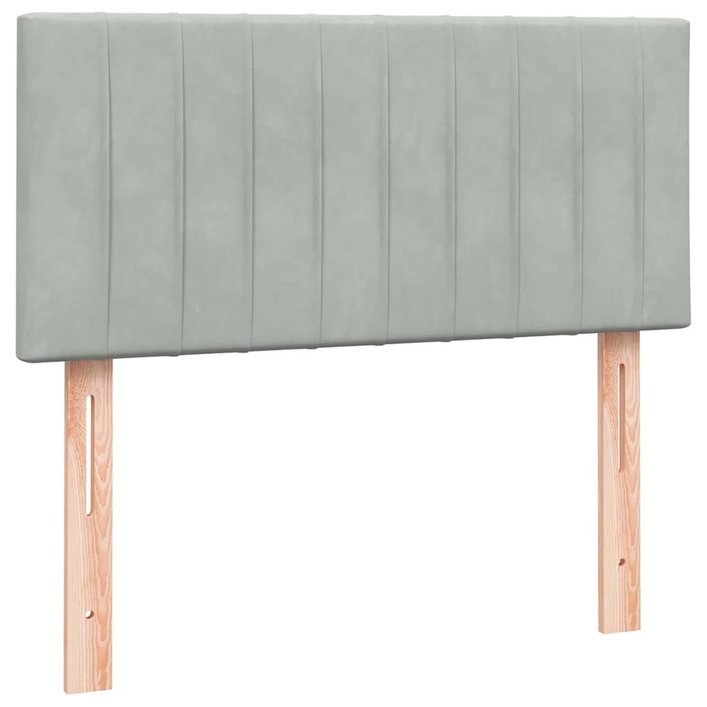 Box Spring Postel S Matrací Samet Světle Šedá