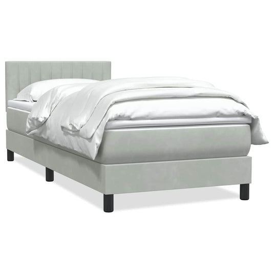 Box Spring Postel S Matrací Samet Světle Šedá