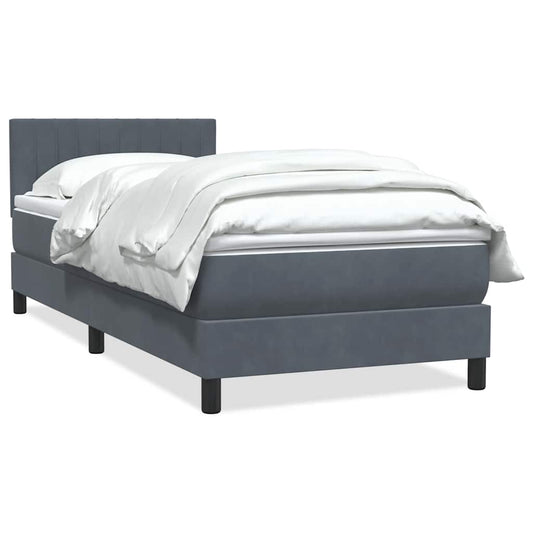Box Spring Postel S Matrací Samet Tmavě Šedá