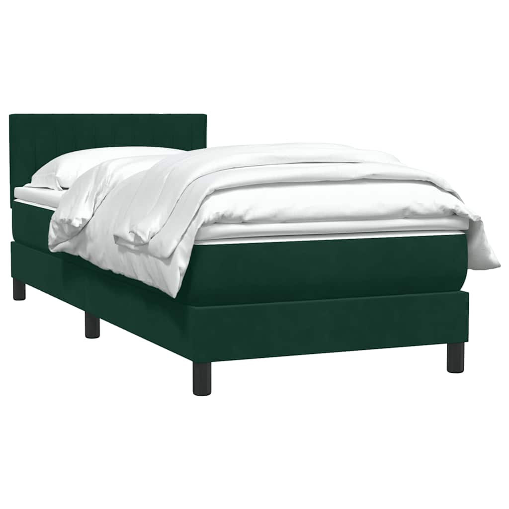Box Spring Postel S Matrací Tmavě Zelená 80X220 Cm Samet