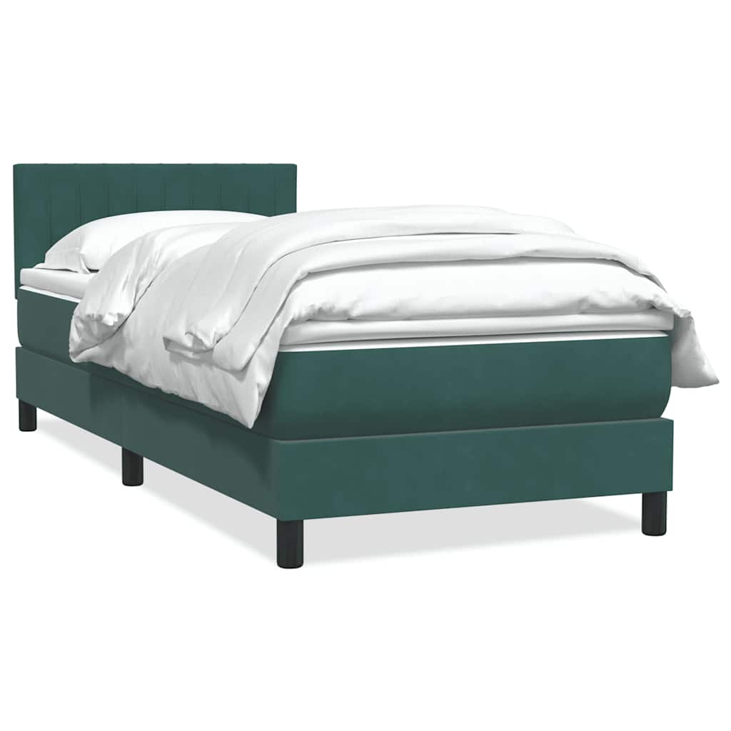 Box Spring Postel S Matrací Tmavě Zelená 80X220 Cm Samet