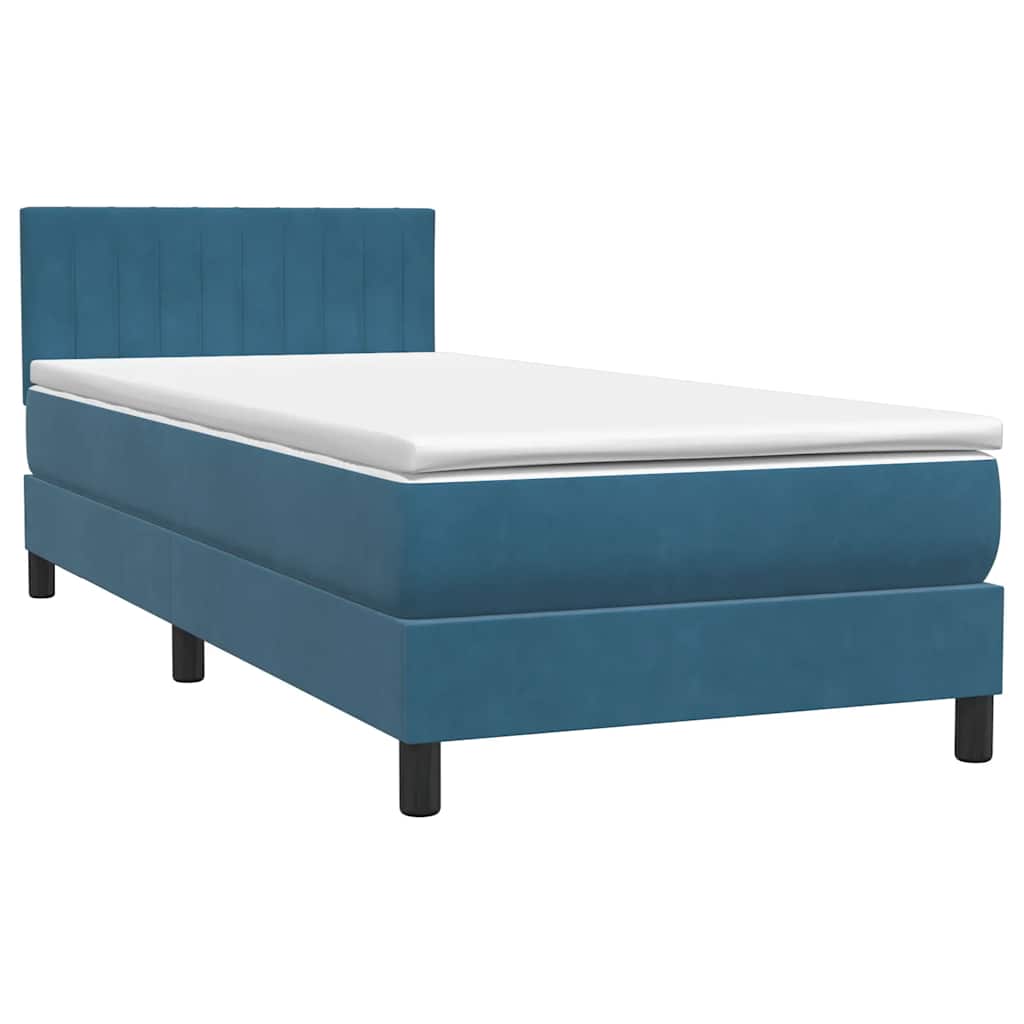 Box Spring Postel S Matrací Tmavě Modrá 80X220 Cm Samet