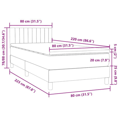 Box Spring Postel S Matrací Tmavě Modrá 80X220 Cm Samet