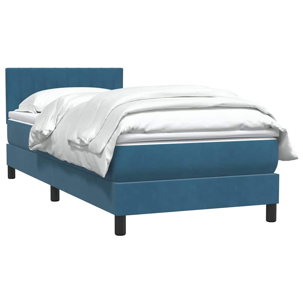 Box Spring Postel S Matrací Tmavě Modrá 80X220 Cm Samet