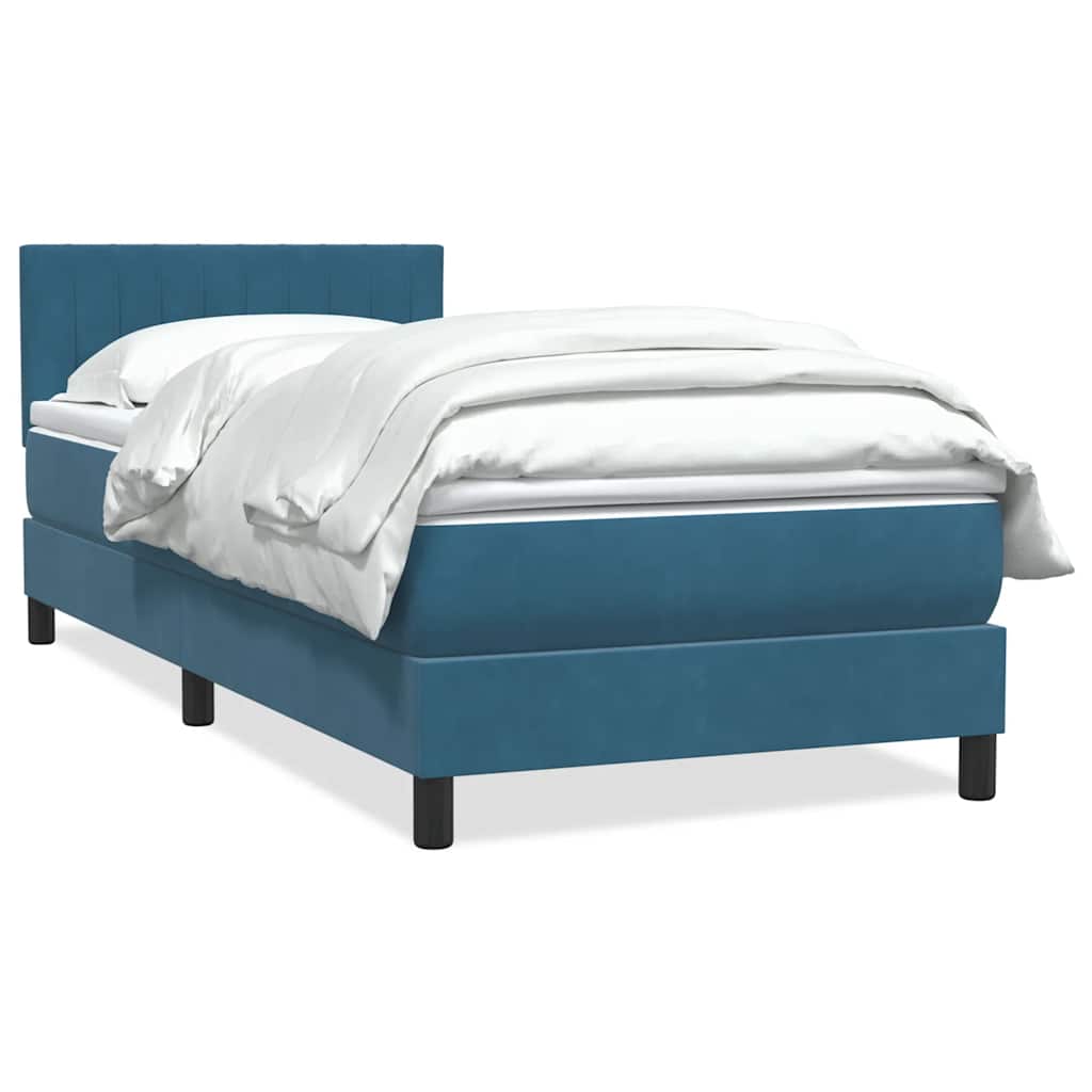 Box Spring Postel S Matrací Tmavě Modrá 80X220 Cm Samet