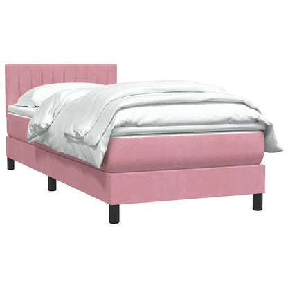 Box Spring Postel S Matrací Růžová 80X220 Cm Samet