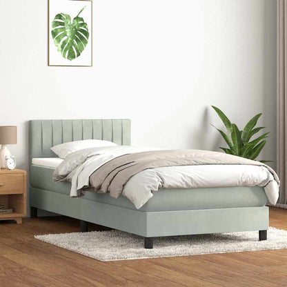 Box Spring Postel S Matrací Samet Světle Šedá