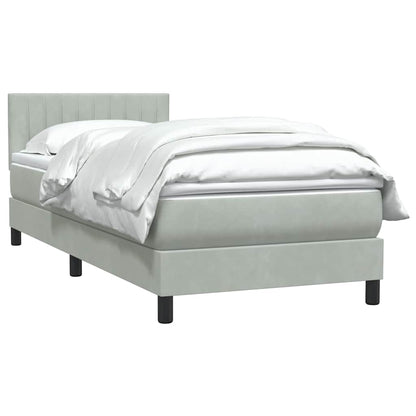 Box Spring Postel S Matrací Samet Světle Šedá