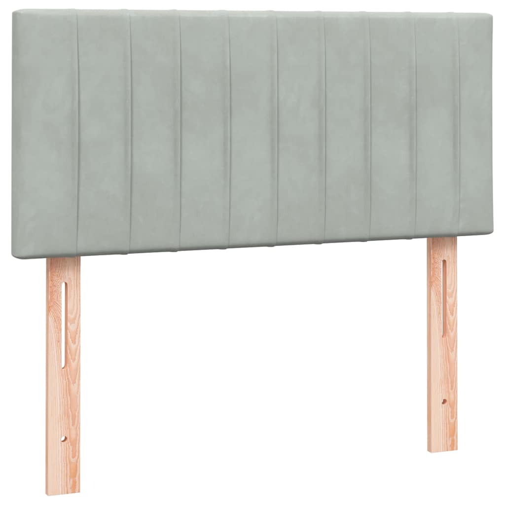 Box Spring Postel S Matrací Samet Světle Šedá