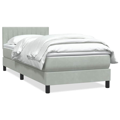 Box Spring Postel S Matrací Samet Světle Šedá
