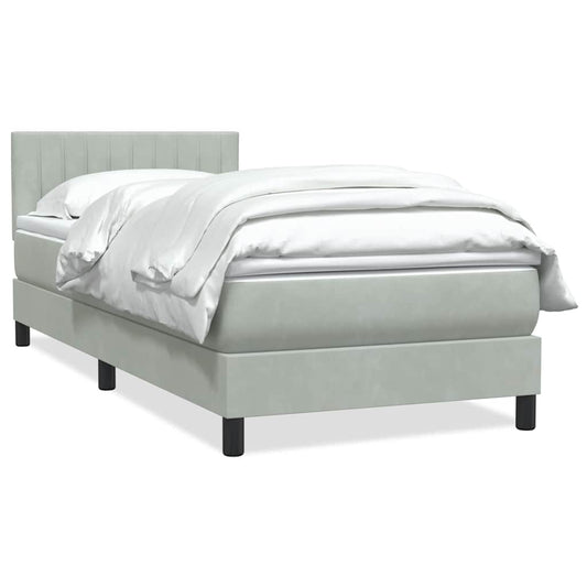 Box Spring Postel S Matrací Samet Světle Šedá