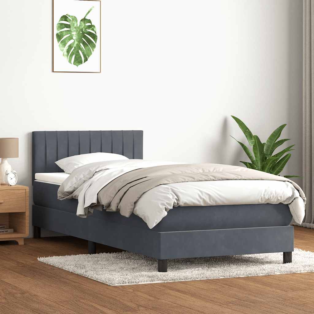 Box Spring Postel S Matrací Samet Tmavě Šedá