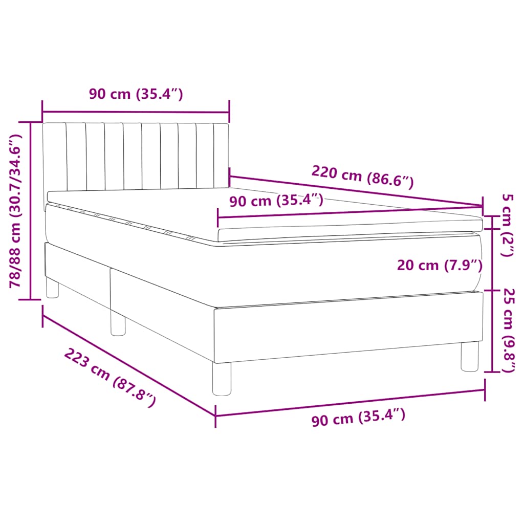 Box Spring Postel S Matrací Samet Tmavě Šedá