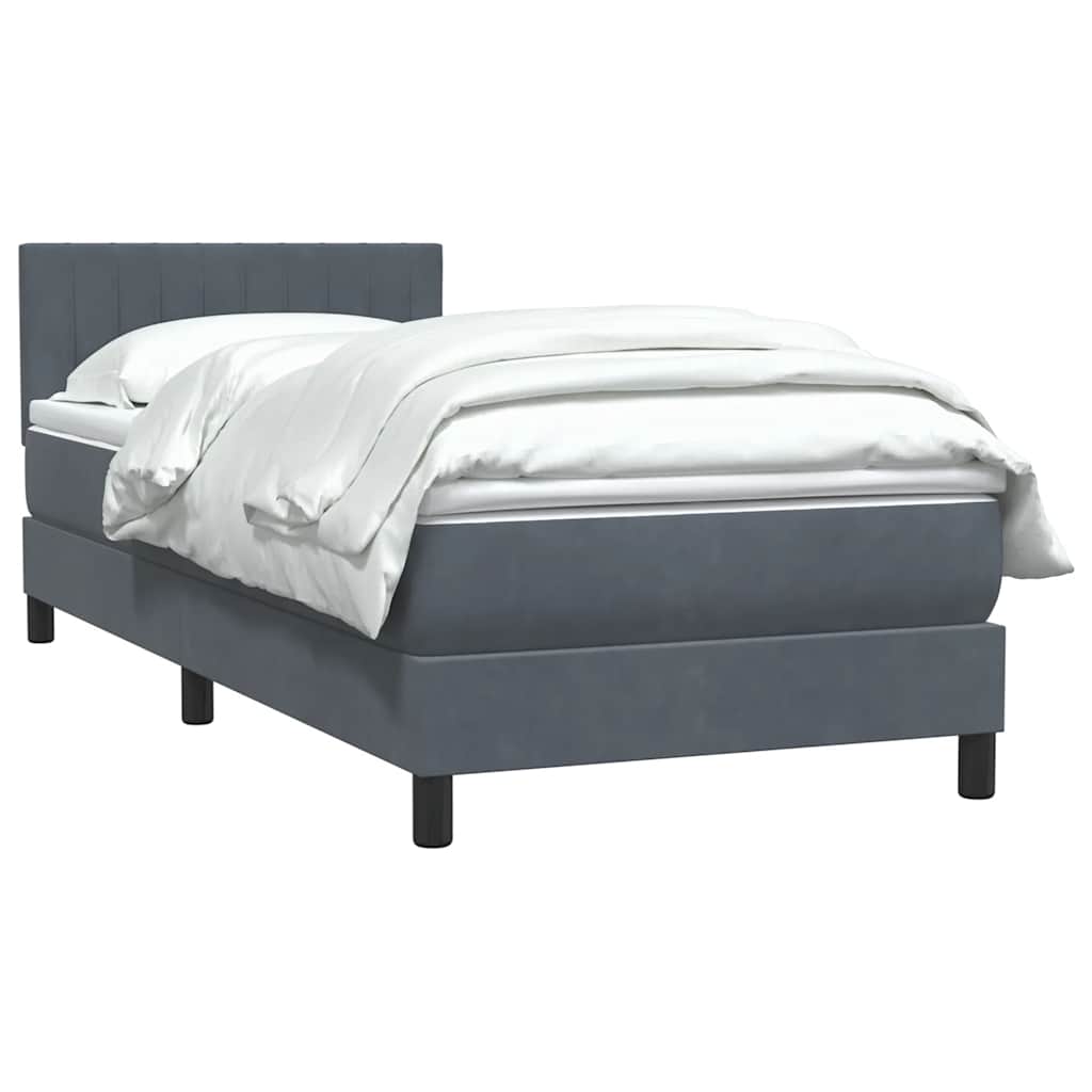 Box Spring Postel S Matrací Samet Tmavě Šedá