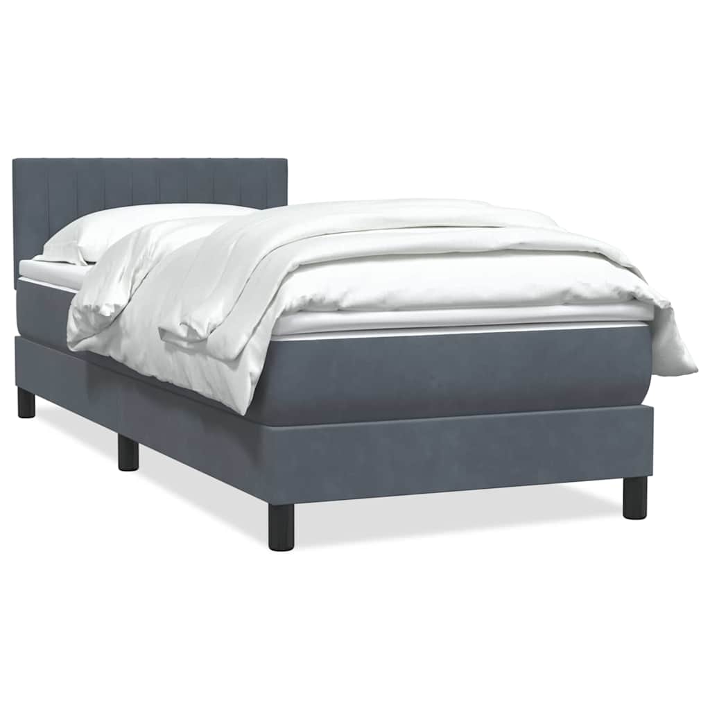 Box Spring Postel S Matrací Samet Tmavě Šedá