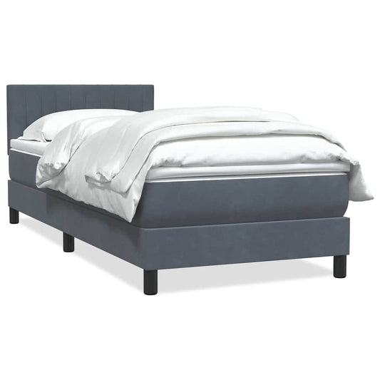 Box Spring Postel S Matrací Samet Tmavě Šedá