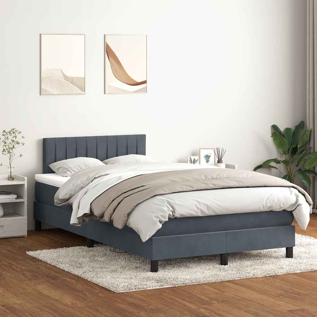 Box Spring Postel S Matrací Samet Tmavě Šedá