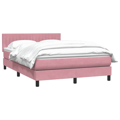 Box Spring Postel S Matrací Růžová 140X220 Cm Samet