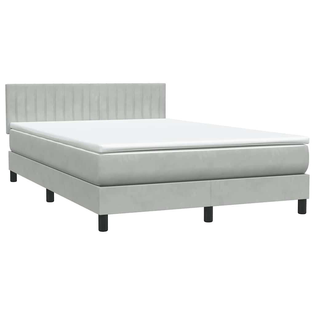 Box Spring Postel S Matrací Samet Světle Šedá