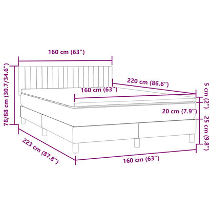 Box Spring Postel S Matrací Samet Světle Šedá