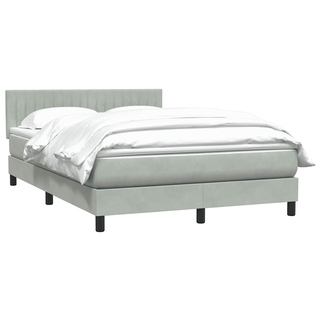 Box Spring Postel S Matrací Samet Světle Šedá