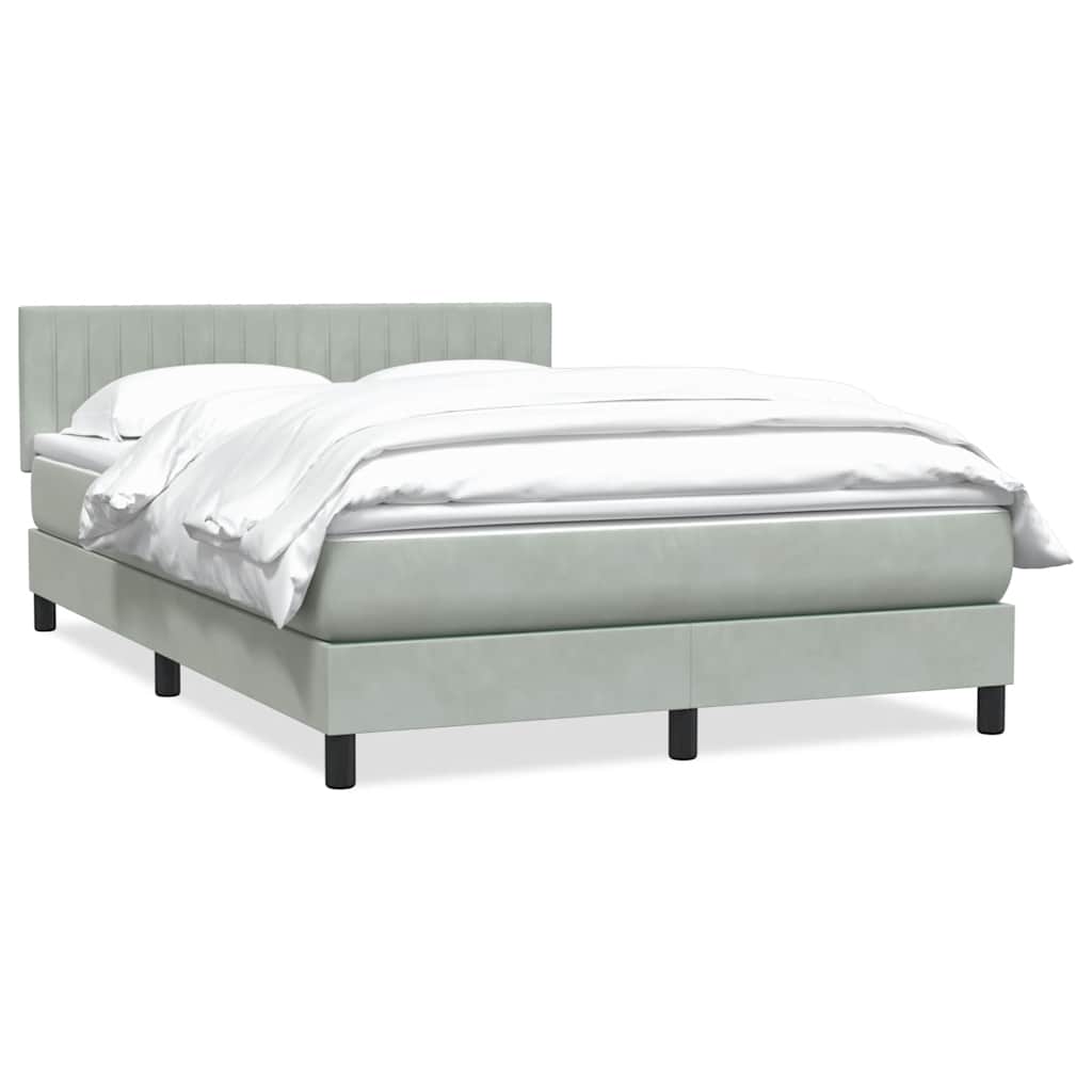 Box Spring Postel S Matrací Samet Světle Šedá