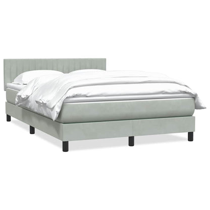 Box Spring Postel S Matrací Samet Světle Šedá