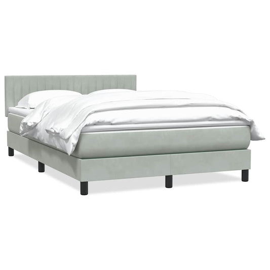 Box Spring Postel S Matrací Samet Světle Šedá